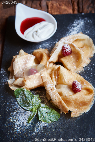 Image of Crepes with raspberries