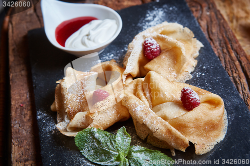 Image of Crepes with raspberries