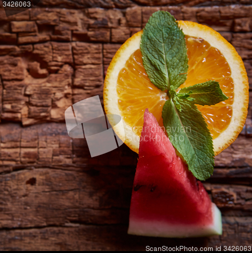 Image of Watermelon, mint and orange