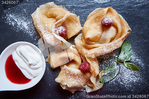 Image of Crepes with raspberries