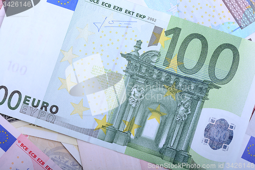 Image of European banknotes, Euro currency from Europe, Euros.