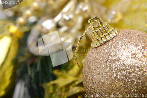 Image of Ball shape Christmas decoration and real tree branch