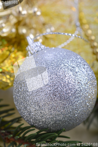 Image of Christmas tree with decoration, detail