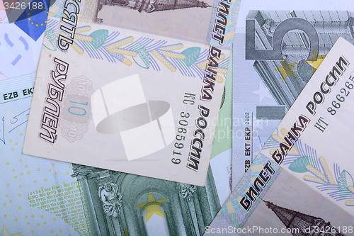 Image of European banknotes, Euro currency from Europe, Euros.