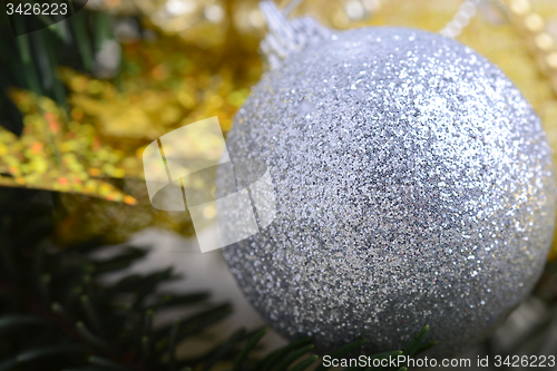 Image of Christmas tree with decoration, detail