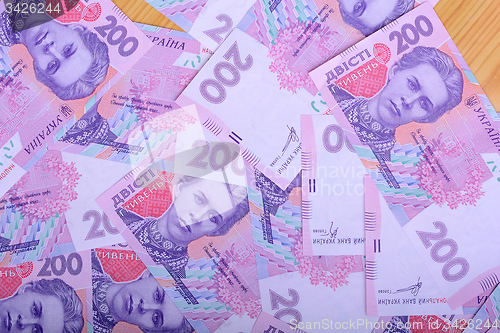 Image of european money, ukrainian hryvnia close up