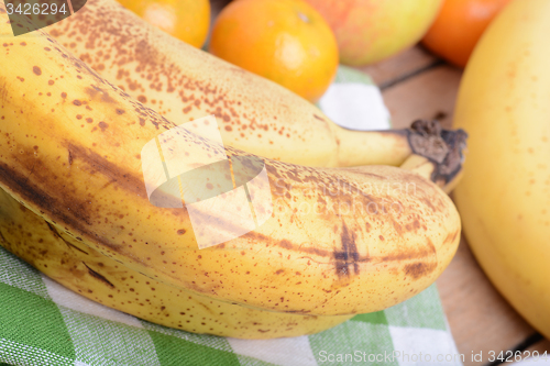 Image of fruits, mandarin and bananas, food