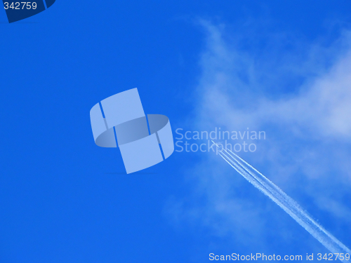 Image of airliner with jet trail