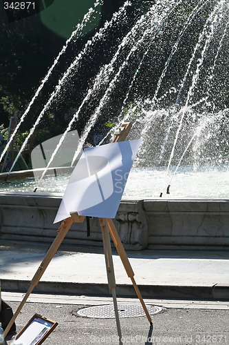 Image of Easel at fountain