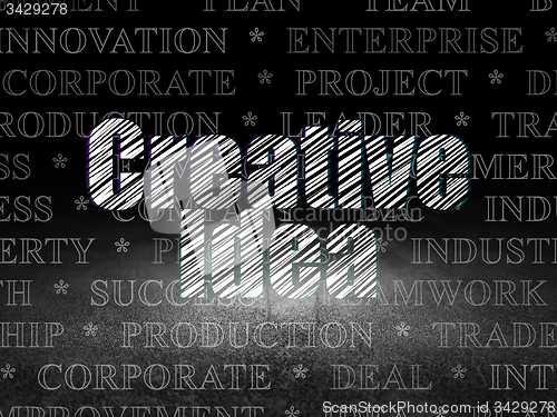 Image of Business concept: Creative Idea in grunge dark room