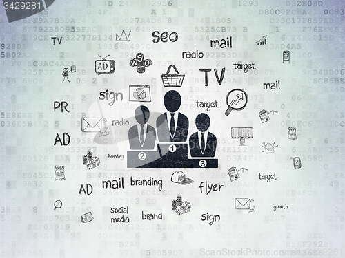 Image of Advertising concept: Business Team on Digital Paper background