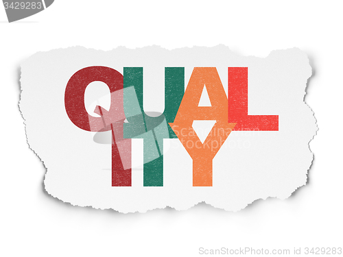 Image of Marketing concept: Quality on Torn Paper background