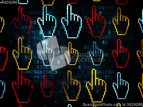 Image of Web development concept: Mouse Cursor icons on Digital background