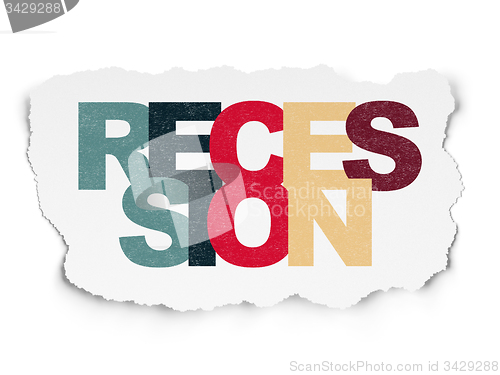 Image of Business concept: Recession on Torn Paper background