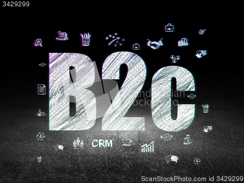 Image of Business concept: B2c in grunge dark room