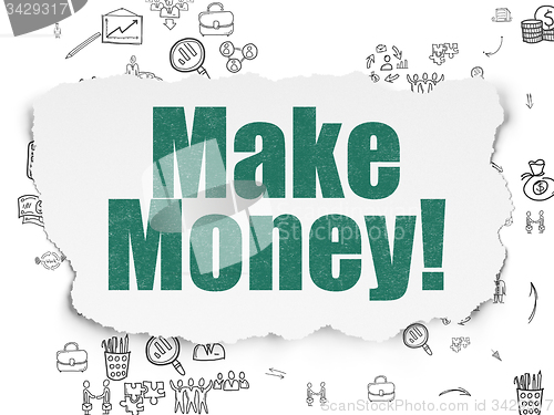 Image of Finance concept: Make Money! on Torn Paper background