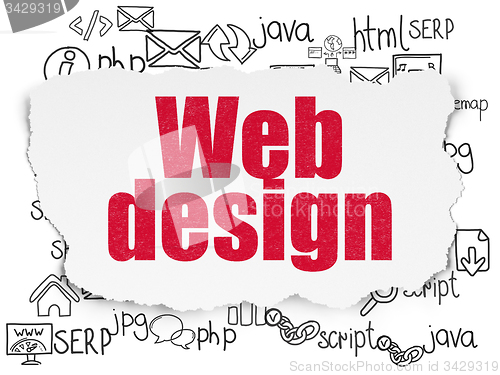 Image of Web design concept: Web Design on Torn Paper background