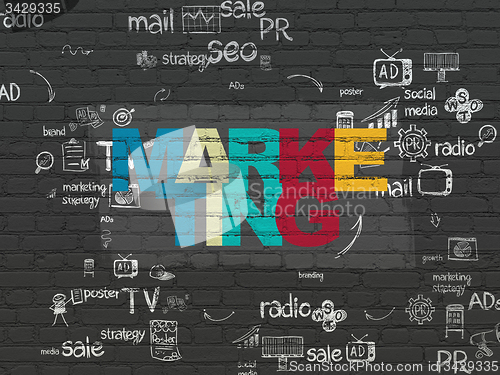 Image of Advertising concept: Marketing on wall background