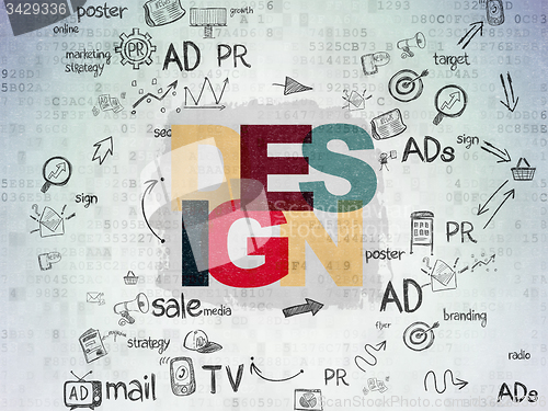 Image of Advertising concept: Design on Digital Paper background
