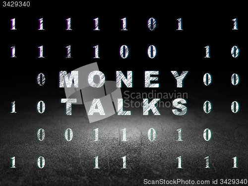 Image of Finance concept: Money Talks in grunge dark room