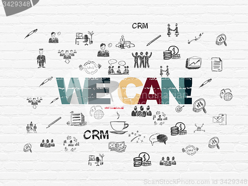 Image of Business concept: We can! on wall background