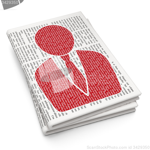 Image of Advertising concept: Business Man on Newspaper background
