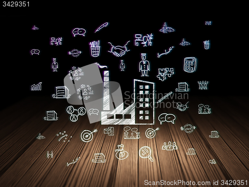 Image of Business concept: Industry Building in grunge dark room