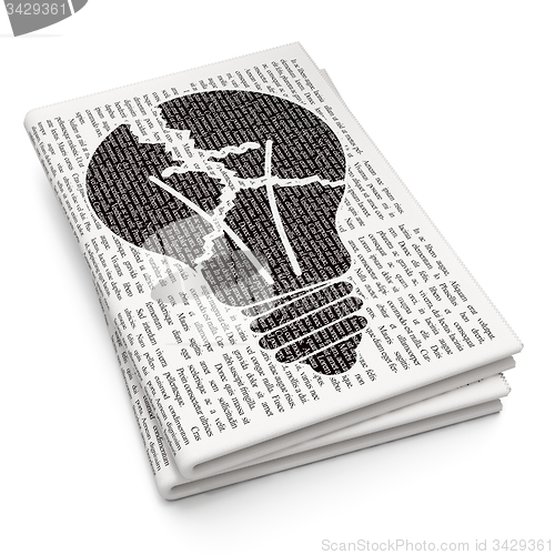 Image of Business concept: Light Bulb on Newspaper background