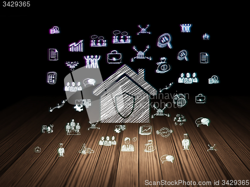 Image of Finance concept: Home in grunge dark room