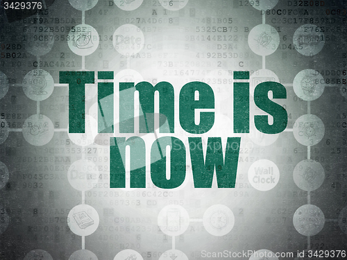 Image of Time concept: Time is Now on Digital Paper background
