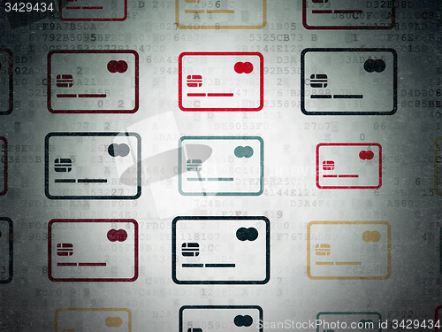Image of Business concept: Credit Card icons on Digital Paper background