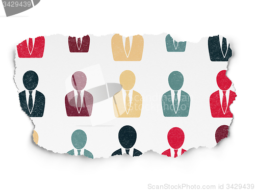 Image of Business concept: Business Man icons on Torn Paper background