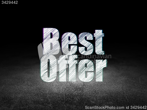 Image of Marketing concept: Best Offer in grunge dark room