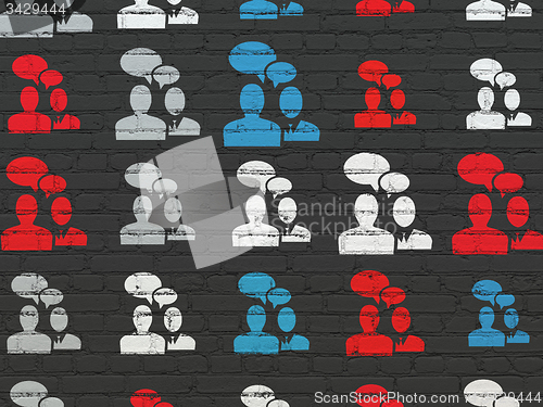Image of Finance concept: Business Meeting icons on wall background