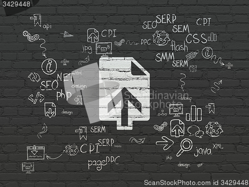 Image of Web development concept: Upload on wall background