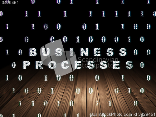 Image of Business concept: Business Processes in grunge dark room