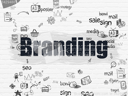 Image of Advertising concept: Branding on wall background