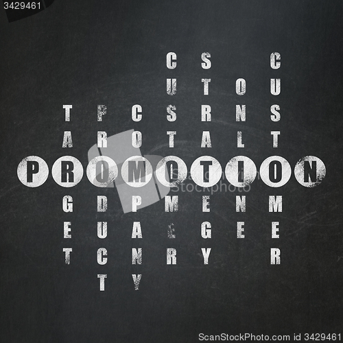 Image of Advertising concept: word Promotion in solving Crossword Puzzle