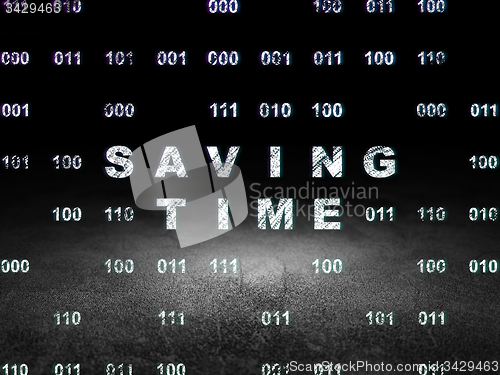 Image of Time concept: Saving Time in grunge dark room