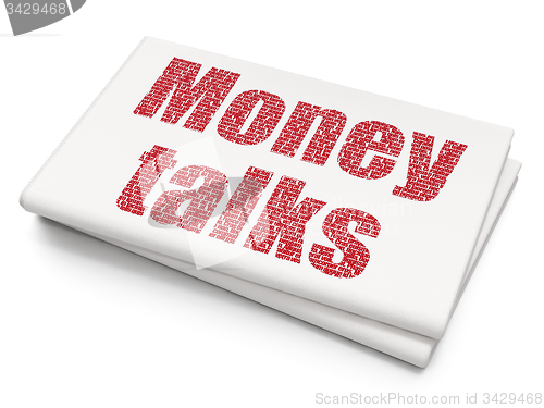 Image of Finance concept: Money Talks on Blank Newspaper background