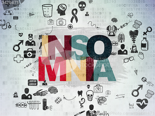 Image of Medicine concept: Insomnia on Digital Paper background