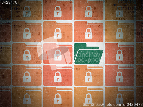 Image of Finance concept: folder icon on Digital Paper background