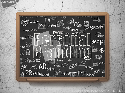 Image of Advertising concept: Personal Branding on School Board background
