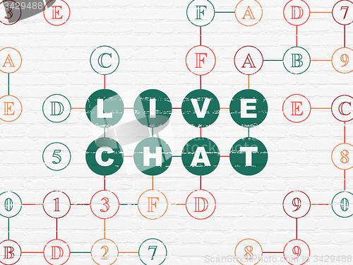 Image of Web development concept: Live Chat on wall background