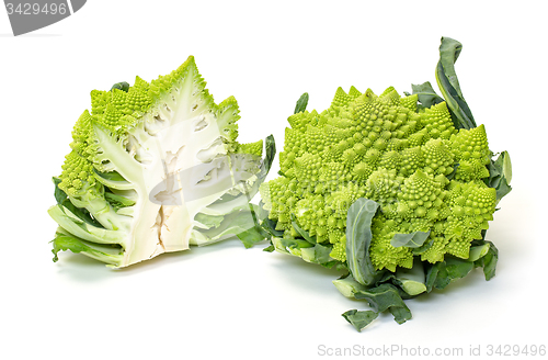 Image of Two Green Fresh Romanesque Cauliflower