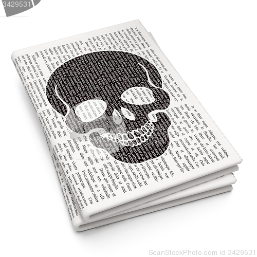 Image of Healthcare concept: Scull on Newspaper background