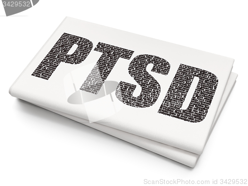 Image of Medicine concept: PTSD on Blank Newspaper background