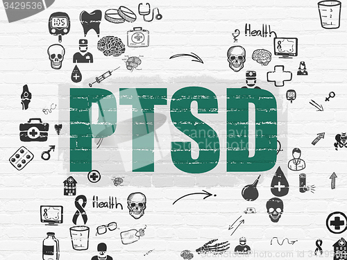 Image of Medicine concept: PTSD on wall background