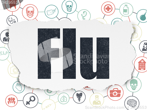 Image of Medicine concept: Flu on Torn Paper background