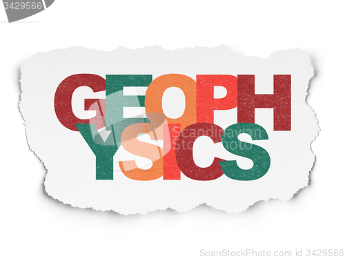 Image of Science concept: Geophysics on Torn Paper background